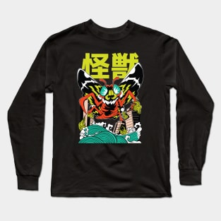 Japanese Kaiju Moth Monster Manga Style Long Sleeve T-Shirt